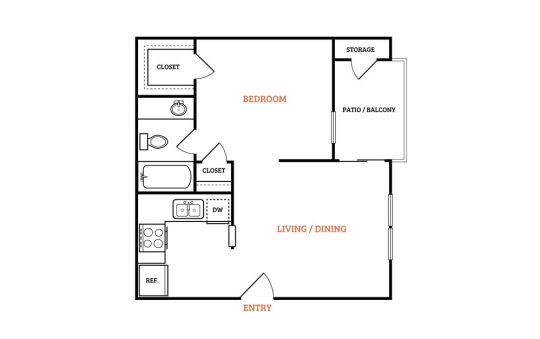 the floor plan for a two bedroom apartment at The Falltree Apartments