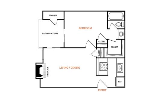 a floor plan for a two bedroom apartment at The Falltree Apartments