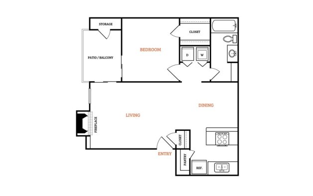 a floor plan for a two bedroom apartment at The Falltree Apartments