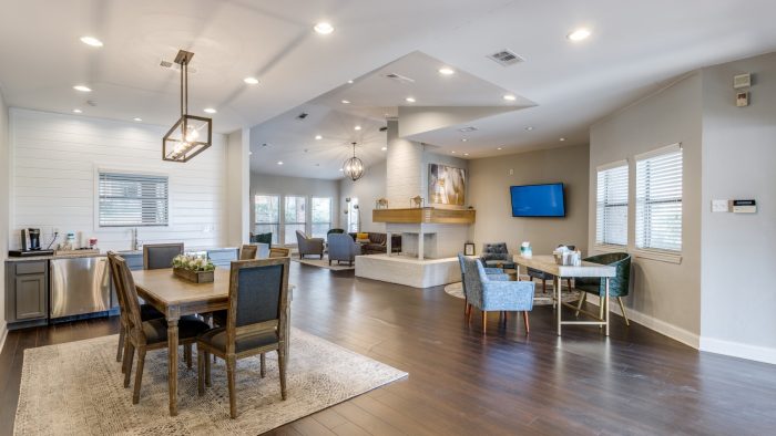 the living room and dining room at The Falltree Apartments