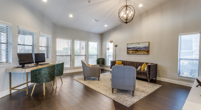 the living room at The Falltree Apartments